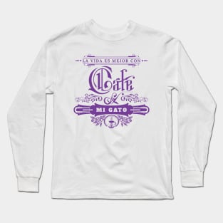 Cafe y gato Long Sleeve T-Shirt